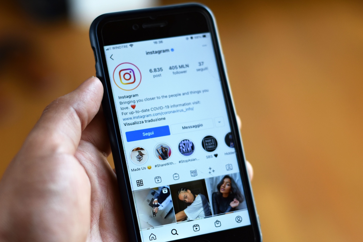 Instagram on a phone